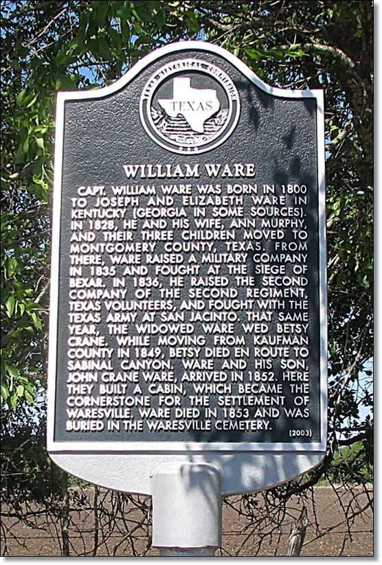 William Ware Marker in Uvalde County Near Utopia